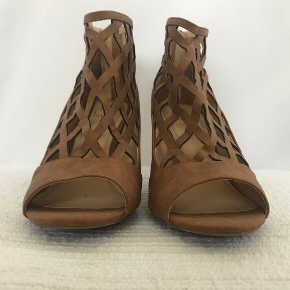 Impo Tanier Tan Caged Open Toe High Heel Zip Back - Picture 5 of 13